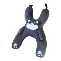[[Negro]] Almohada de viaje infantil, personaje lobo, sobre fondo blanco