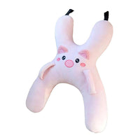 [[Rosa]] Almohada de viaje infantil, personaje cerdito, sobre fondo blanco