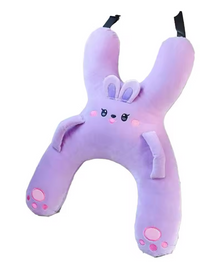 Almohada de viaje infantil color morado, personaje conejo